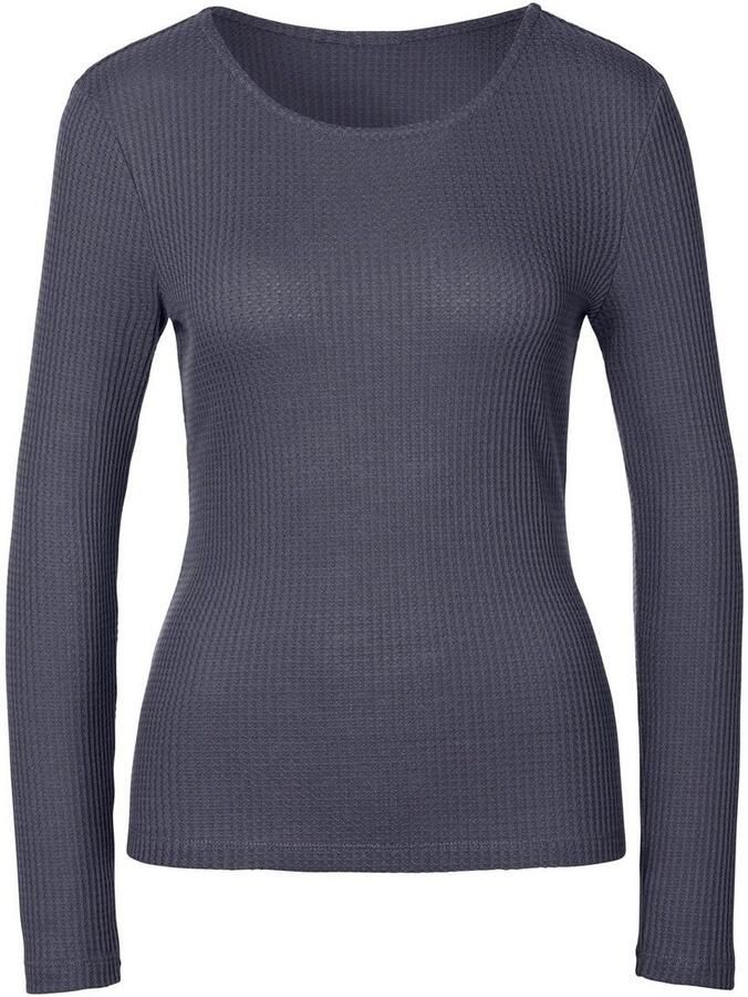 Lascana Shirt met lange mouwen In modieuze piqué-optiek van zachte kwaliteit met viscose (Set van 2)