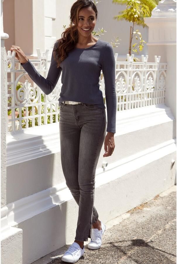 Lascana Shirt met lange mouwen In modieuze piqué-optiek van zachte kwaliteit met viscose (Set van 2) - Foto 5