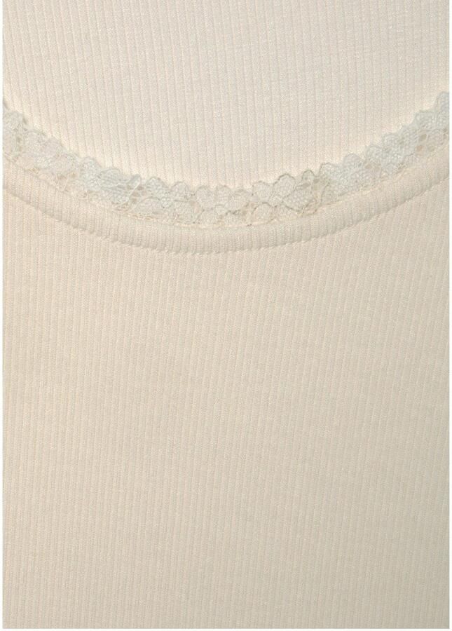 Lascana Shirt met lange mouwen Met fijne kant bij de hals van zachte viscose-ribkwaliteit (1-delig) - Foto 2