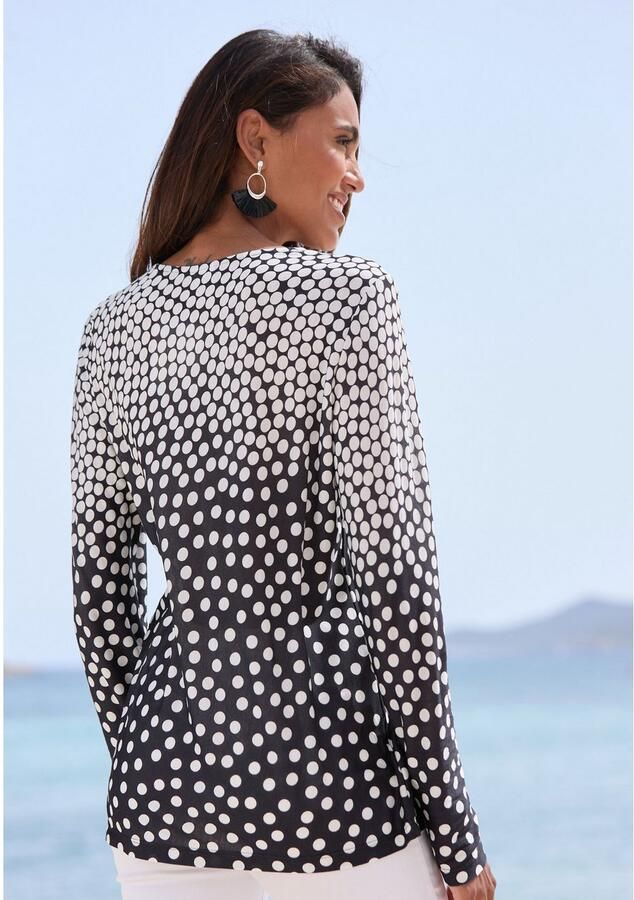 Lascana Shirt met lange mouwen met kleine uitsnijding jersey-shirt stippen-print - Foto 5