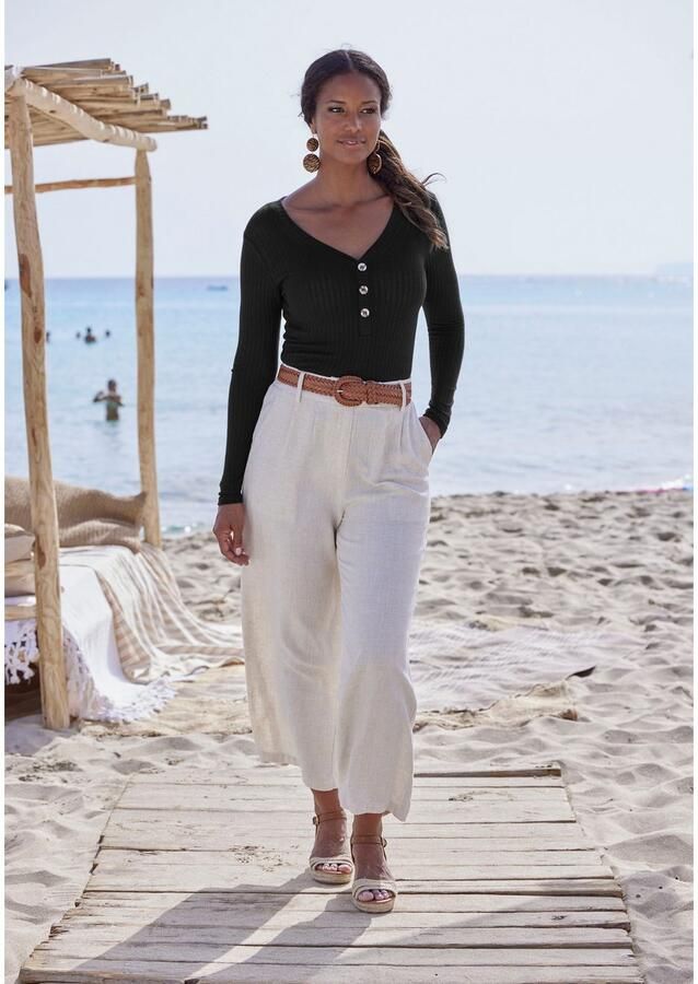 Lascana Shirt met lange mouwen Met korte knoopsluiting van zachte viscose-ribkwaliteit - Foto 3