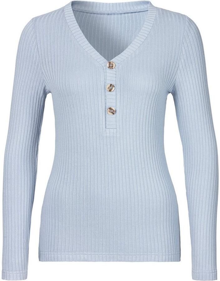 Lascana Shirt met lange mouwen Met korte knoopsluiting van zachte viscose-ribkwaliteit