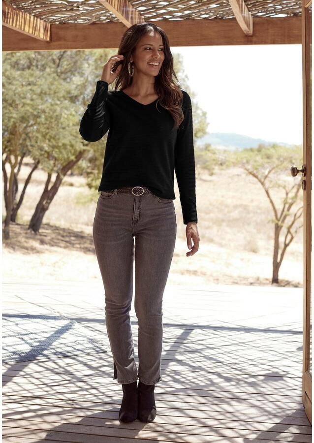 Lascana Shirt met lange mouwen Met streepstructuur in een zachte katoenkwaliteit (2-delig Set van 2) - Foto 6