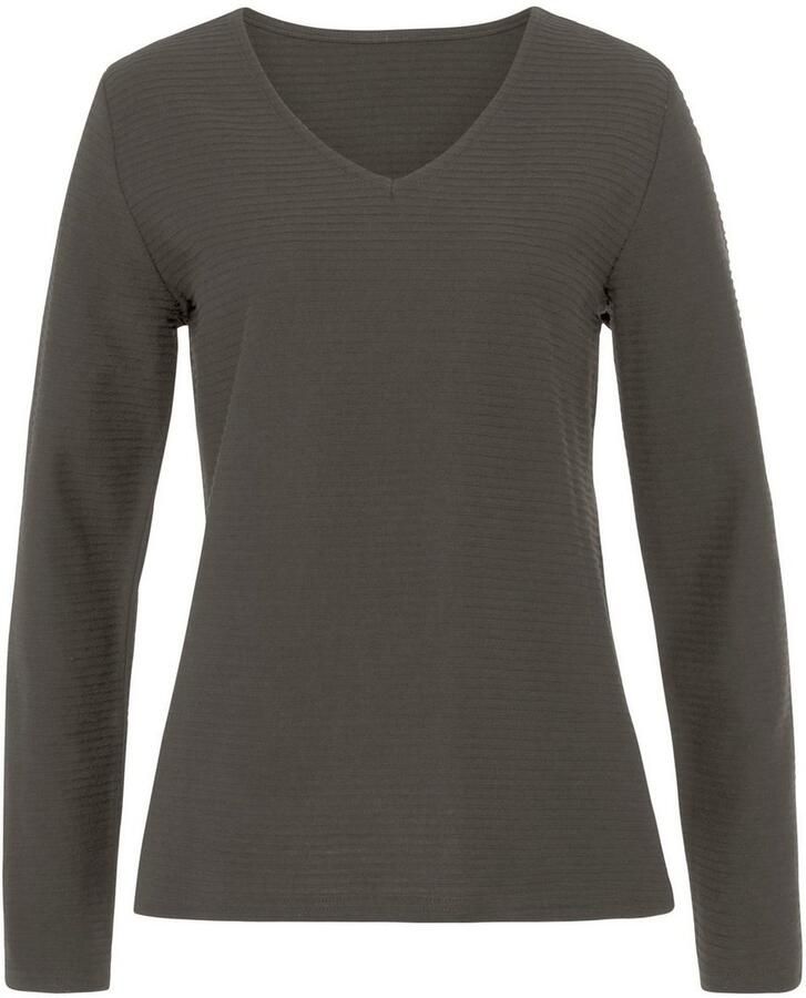 Lascana Shirt met lange mouwen Met streepstructuur in een zachte katoenkwaliteit (1-delig)