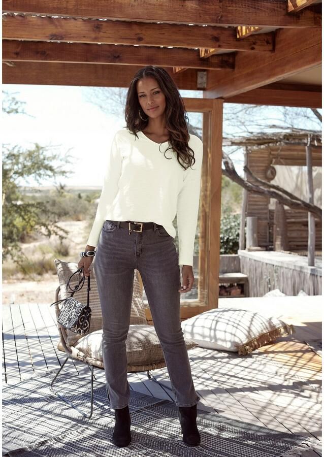 Lascana Shirt met lange mouwen Met streepstructuur in een zachte katoenkwaliteit (2-delig Set van 2) - Foto 5