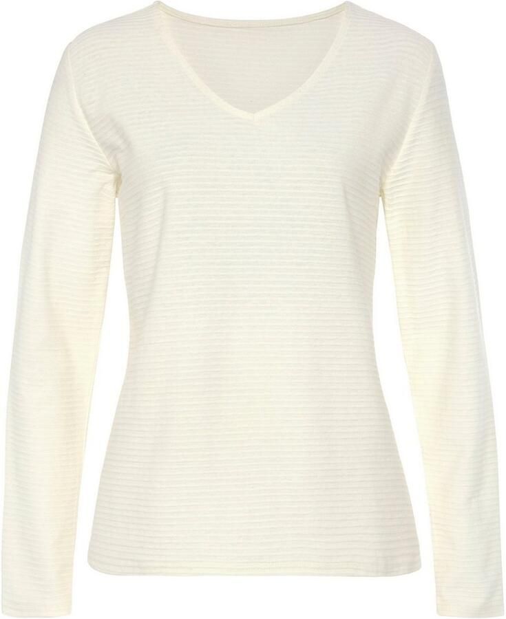 Lascana Shirt met lange mouwen Met streepstructuur in een zachte katoenkwaliteit (2-delig Set van 2)