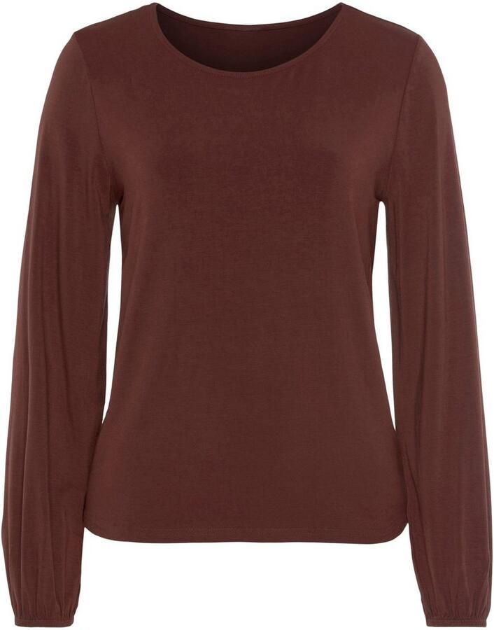 Lascana Shirt met lange mouwen Met wijde mouwen van zachte viscose-stretch (2-delig Set van 2)