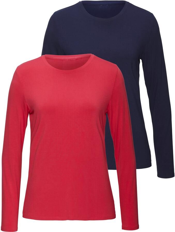 Lascana Shirt met lange mouwen Van zachte viscose-stretch van zachte viscosekwaliteit (Set van 2) - Foto 6