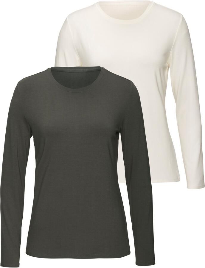 Lascana Shirt met lange mouwen Van zachte viscose-stretch van zachte viscosekwaliteit (Set van 2) - Foto 7