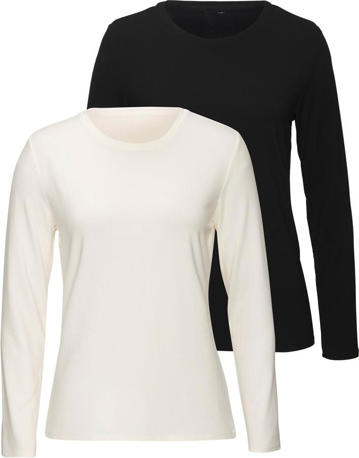 Lascana Shirt met lange mouwen Van zachte viscose-stretch van zachte viscosekwaliteit (Set van 2) - Foto 7