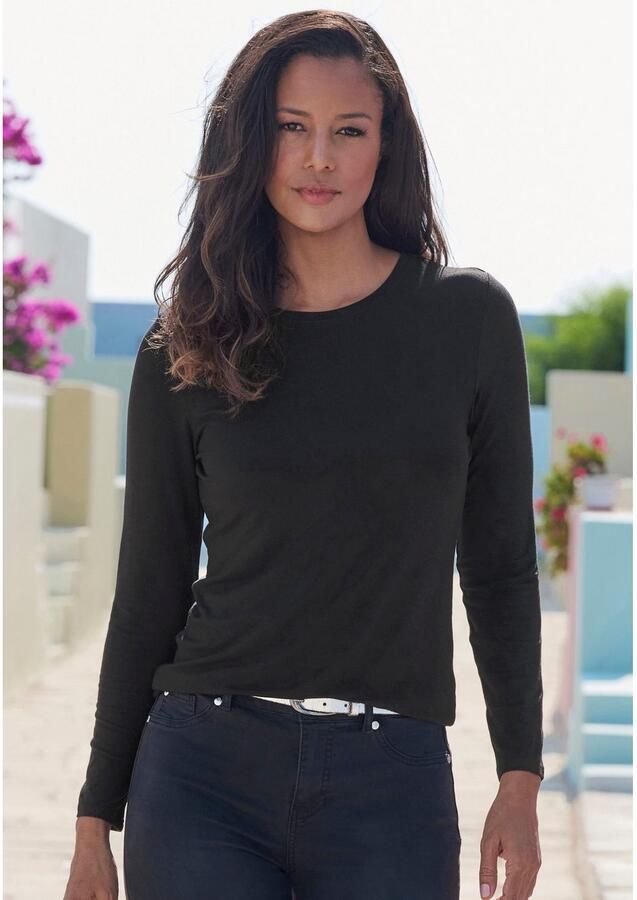 Lascana Shirt met lange mouwen Van zachte viscose-stretch van zachte viscosekwaliteit (Set van 2) - Foto 3
