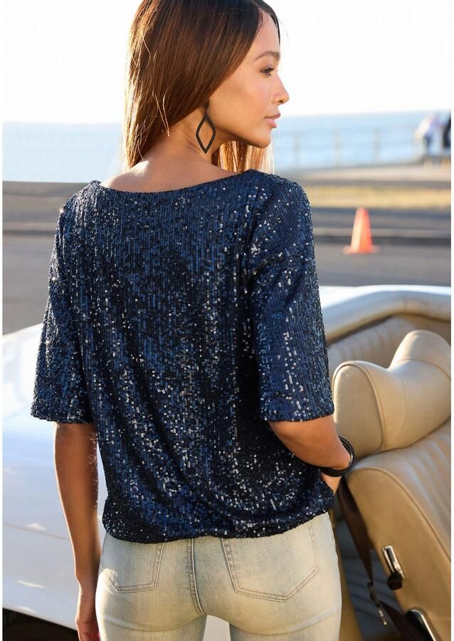 Lascana Shirt met pailletten met wijde mouwen feestelijk glittershirt partyshirt - Foto 6