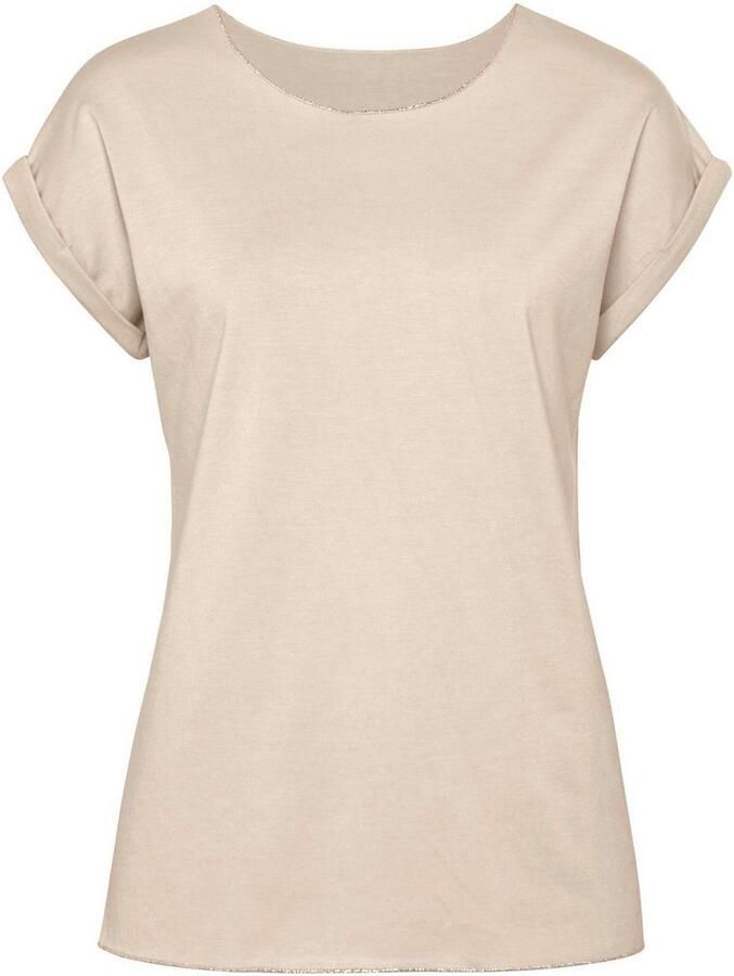 Lascana Shirt met ronde hals Met elegante glinsterafwerkingen in een gemakkelijk te onderhouden kwaliteit (1-delig)