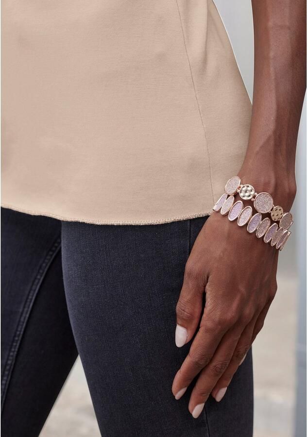 Lascana Shirt met ronde hals Met elegante glinsterafwerkingen in een gemakkelijk te onderhouden kwaliteit (1-delig) - Foto 5