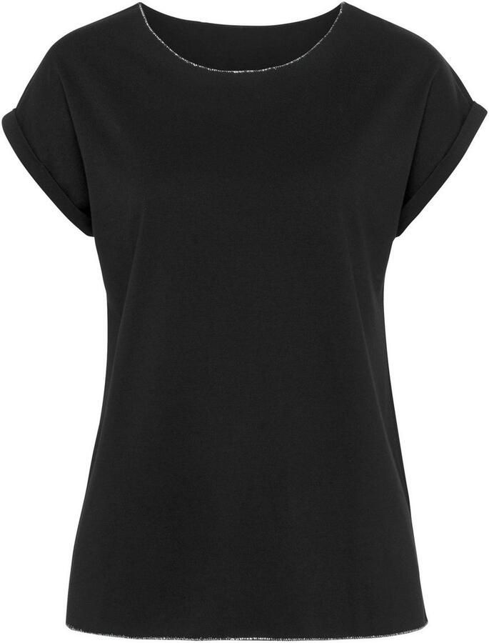 Lascana Shirt met ronde hals Met elegante glinsterafwerkingen in een gemakkelijk te onderhouden kwaliteit (1-delig)