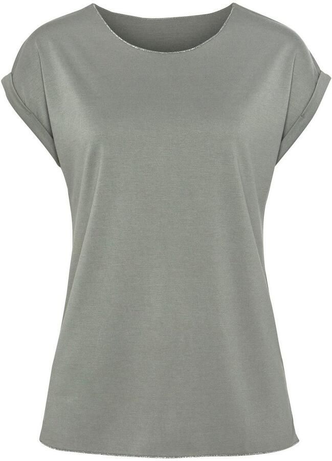 Lascana Shirt met ronde hals Met elegante glinsterafwerkingen in een gemakkelijk te onderhouden kwaliteit (1-delig)