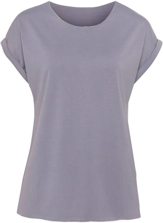 Lascana Shirt met ronde hals Met elegante glinsterafwerkingen in een gemakkelijk te onderhouden kwaliteit (1-delig)