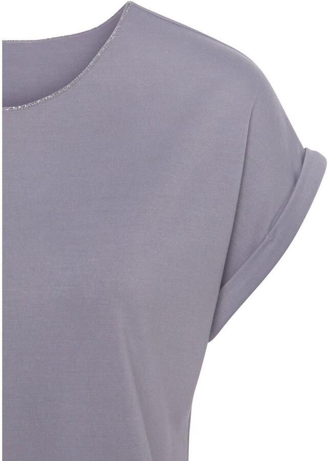 Lascana Shirt met ronde hals Met elegante glinsterafwerkingen in een gemakkelijk te onderhouden kwaliteit (1-delig) - Foto 2