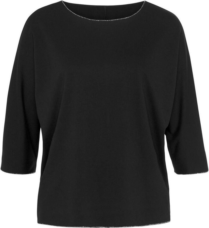 Lascana Shirt met ronde hals Met elegante glinsterafwerkingen in een gemakkelijk te onderhouden kwaliteit (1-delig)