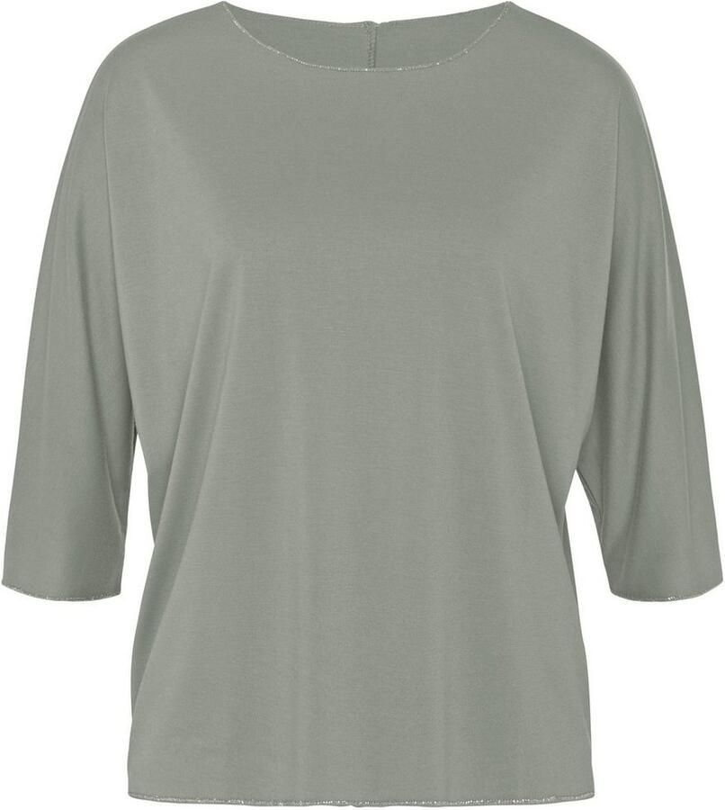 Lascana Shirt met ronde hals Met elegante glinsterafwerkingen in een gemakkelijk te onderhouden kwaliteit (1-delig)