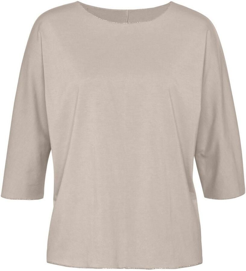 Lascana Shirt met ronde hals Met elegante glinsterafwerkingen in een gemakkelijk te onderhouden kwaliteit (1-delig)
