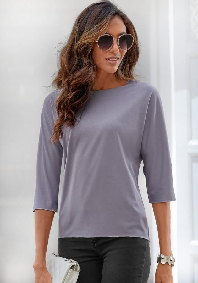 Lascana Shirt met ronde hals Met elegante glinsterafwerkingen in een gemakkelijk te onderhouden kwaliteit (1-delig) - Foto 5