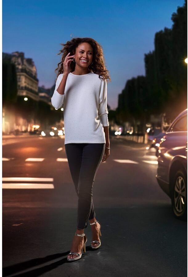 Lascana Shirt met ronde hals Met fonkelende strassteentjes - Foto 3