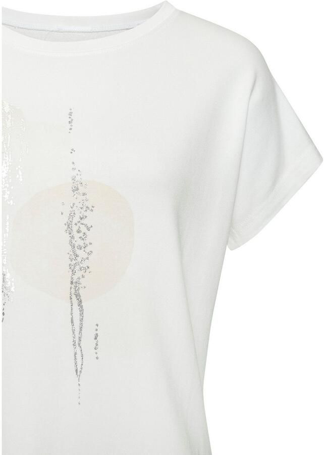 Lascana Shirt met ronde hals Met glanzende folieprint van hoogwaardige french terry-kwaliteit van viscose - Foto 2