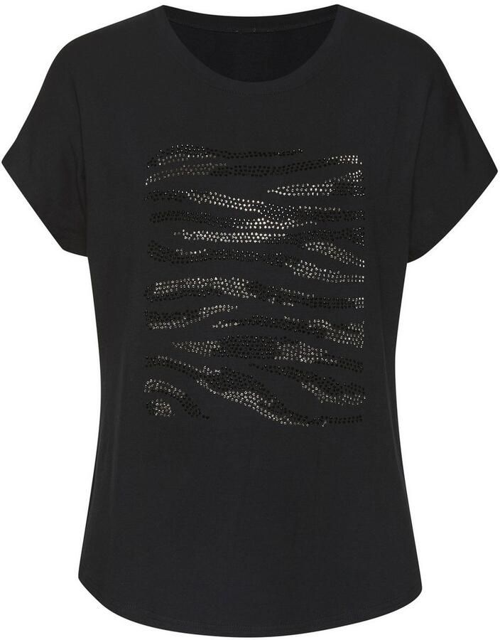 Lascana Shirt met ronde hals Met strass-dessin van hoogwaardige french terry-kwaliteit van viscose