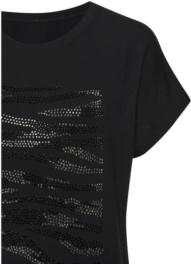 Lascana Shirt met ronde hals Met strass-dessin van hoogwaardige french terry-kwaliteit van viscose - Foto 2