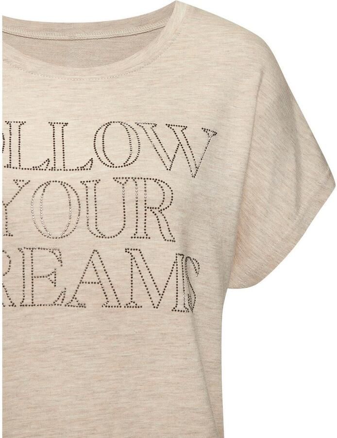 Lascana Shirt met ronde hals Met tekst van strassstenen van hoogwaardige french terry-kwaliteit van viscose - Foto 2