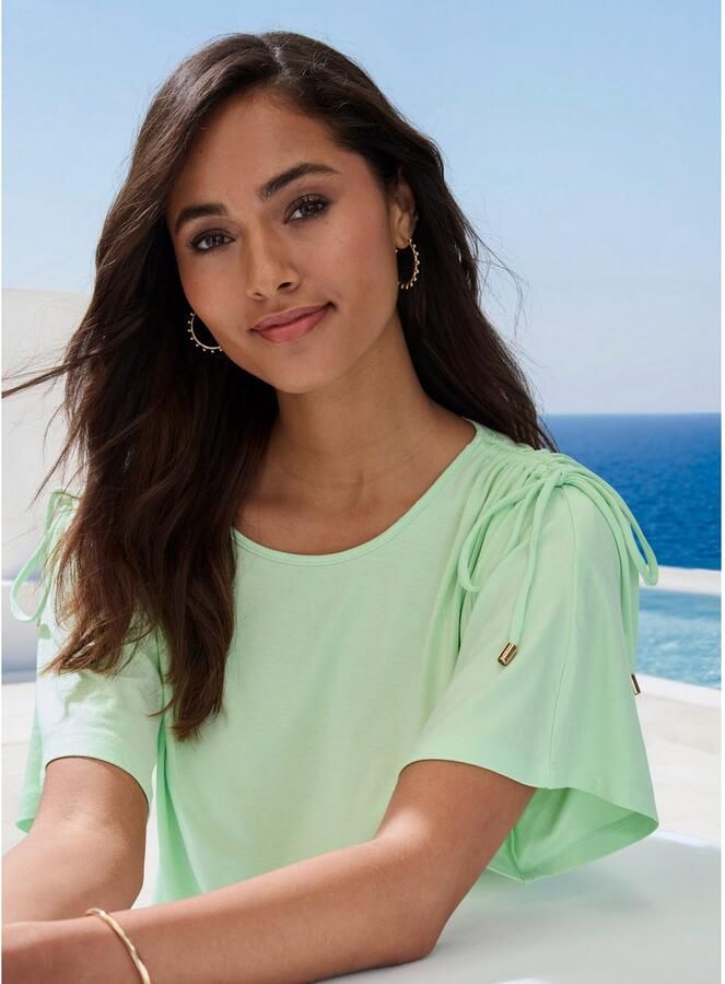 Lascana Shirt met ronde hals Met variabele mouwlengte van zachte viscose-stretch