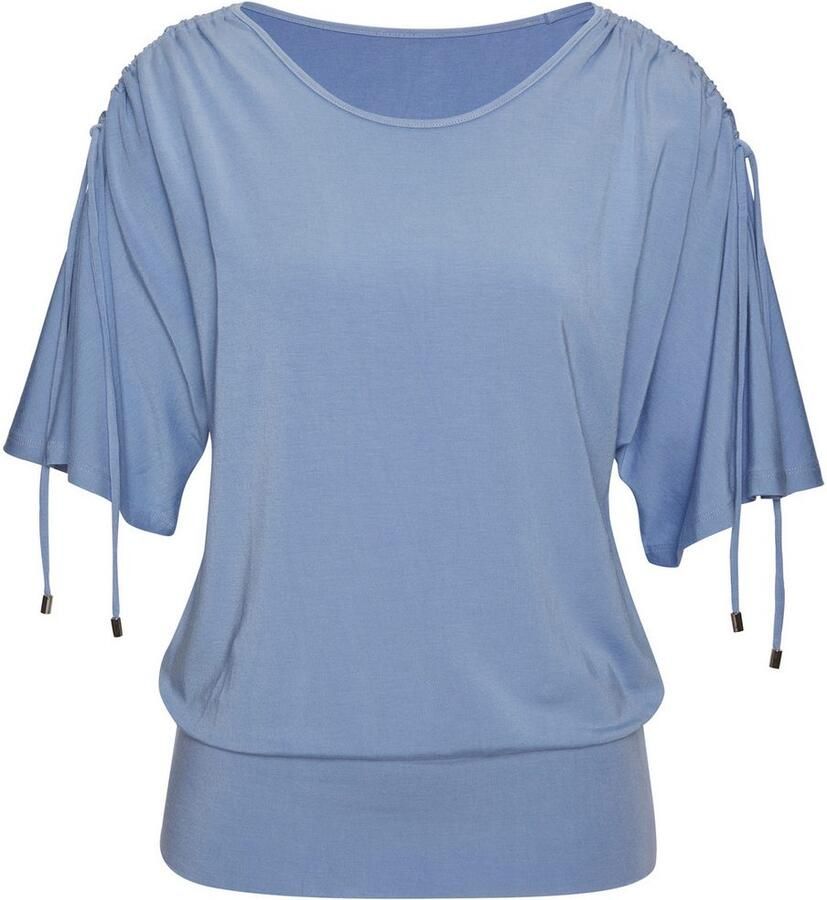 Lascana Shirt met ronde hals Met variabele mouwlengte van zachte viscose-stretch