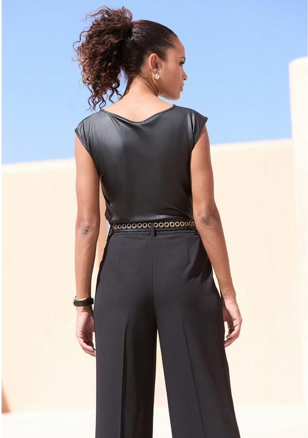 Lascana Shirt met ronde hals van imitatieleer party top - Foto 3