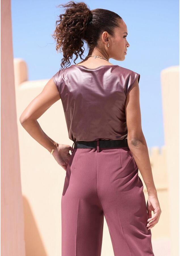 Lascana Shirt met ronde hals van imitatieleer party top - Foto 4