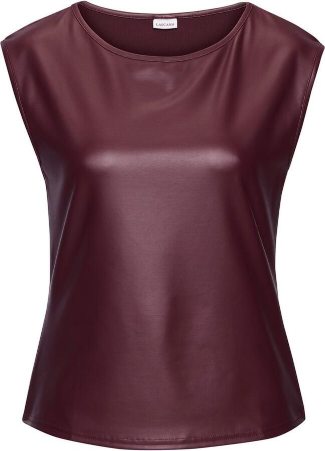 Lascana Shirt met ronde hals van imitatieleer party top - Foto 3