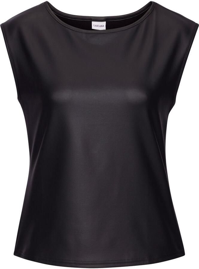 Lascana Shirt met ronde hals van imitatieleer party top - Foto 3