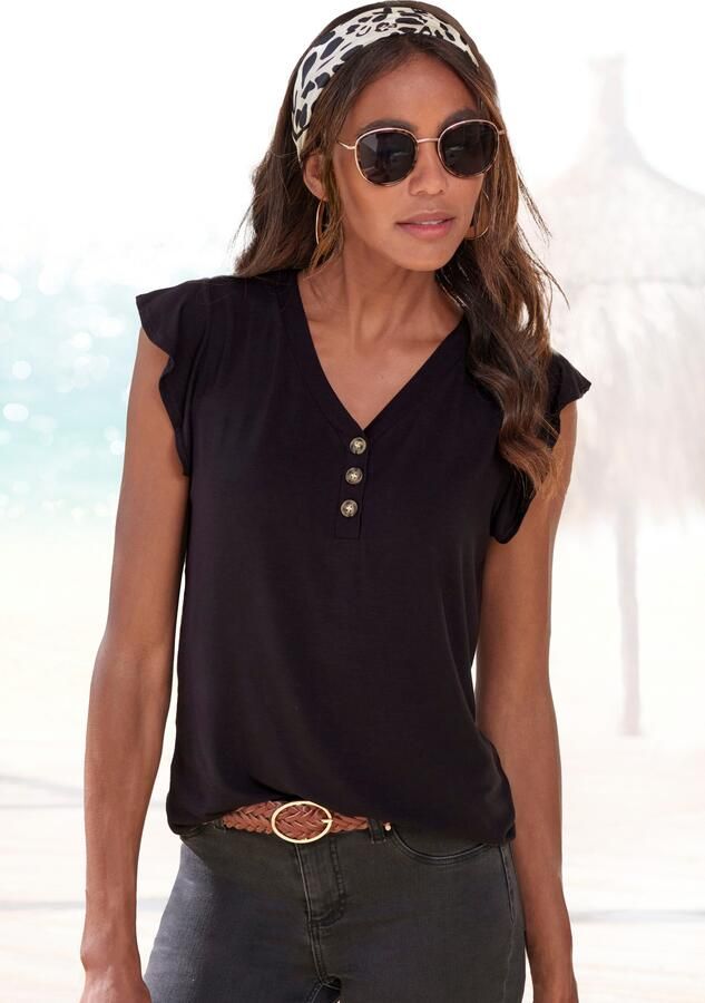 Lascana Shirt Met sierknoopsluiting van zachte viscose-stretch - Foto 4