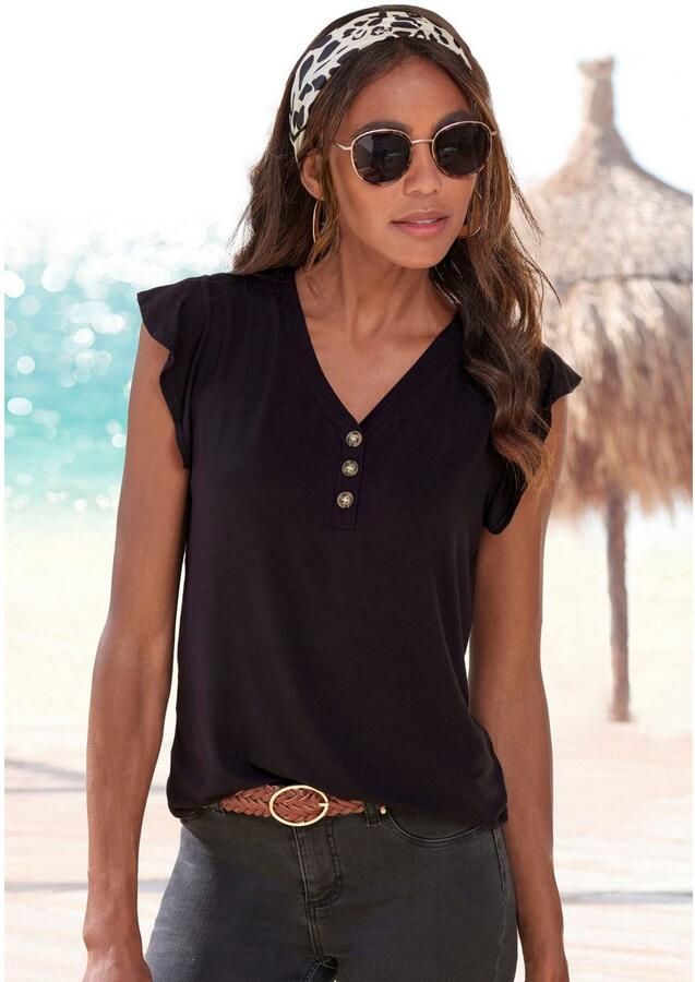 Lascana Shirt Met sierknoppen in hoornlook (2-delig Set van 2) - Foto 2