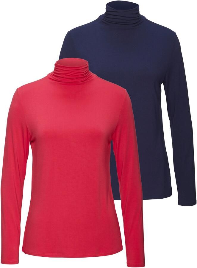 Lascana Shirt met staande kraag Van zachte viscose-stretch van zachte viscosekwaliteit (Set van 2) - Foto 6