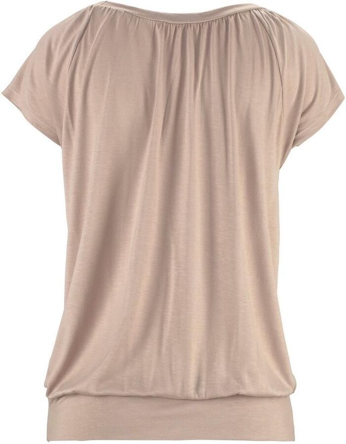 Lascana Shirt met V-hals met brede elastische tailleband t-shirt met v-hals basic