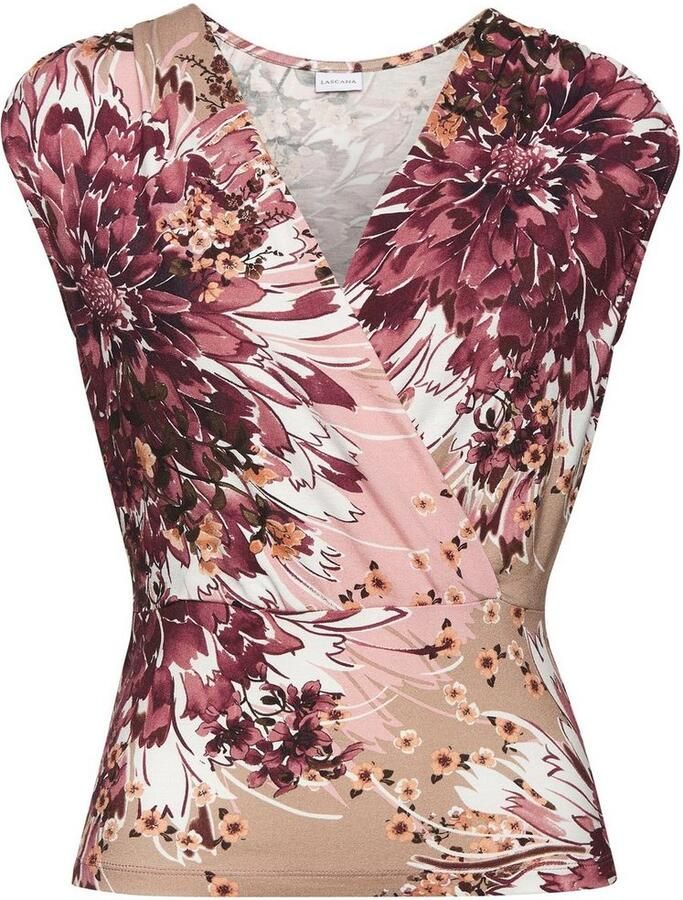 Lascana Shirttop met alloverprint vrouwelijke zomertop met v-hals