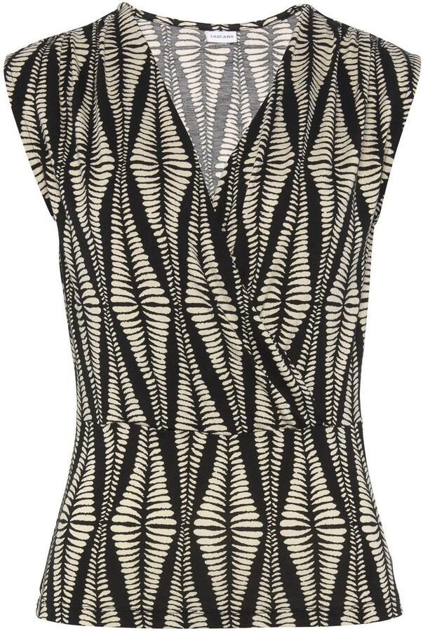 Lascana Shirttop met plooien op de schouder jerseytop met all-over print - Foto 6