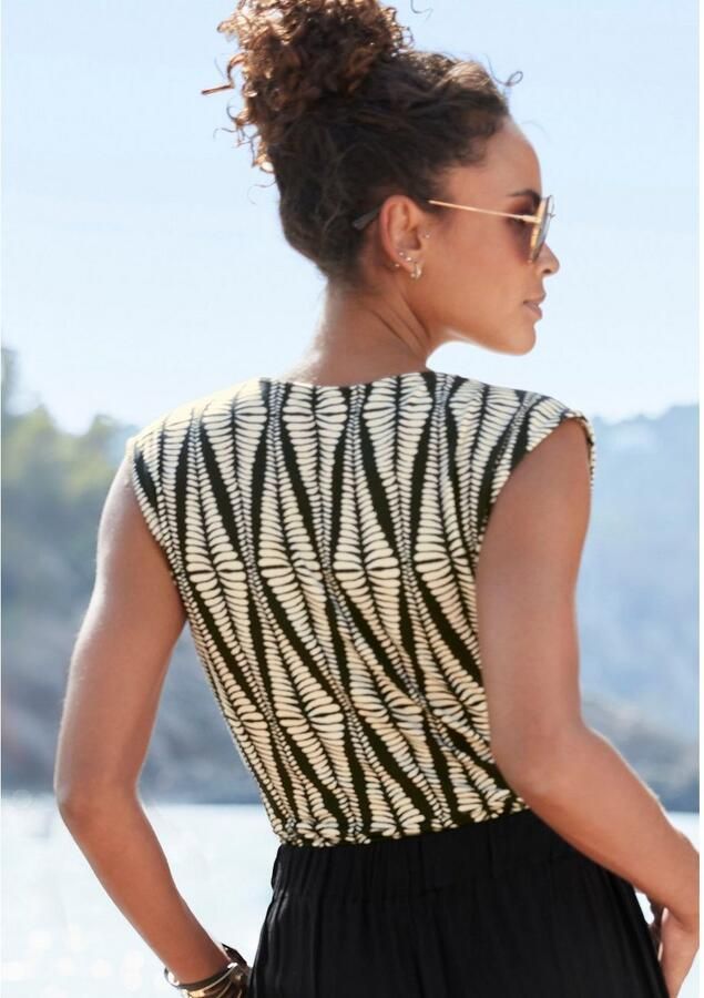 Lascana Shirttop met plooien op de schouder jerseytop met all-over print - Foto 3