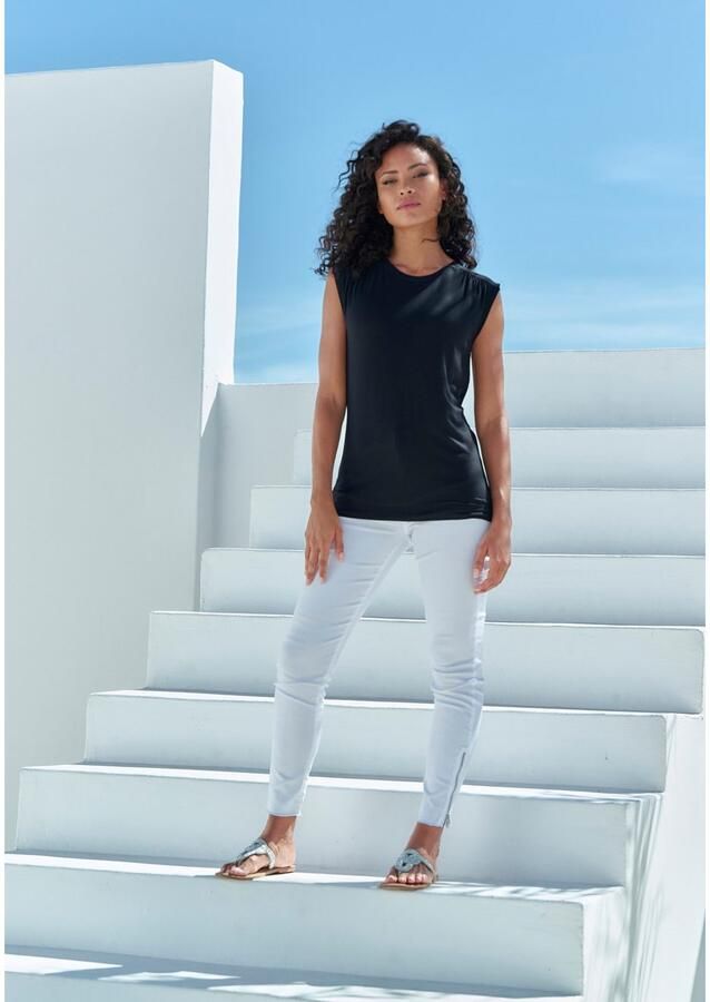 Lascana Shirttop Met schouderrimpeling van zachte viscose-stretch