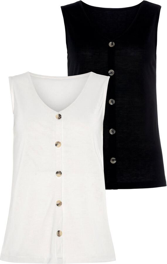 Lascana Shirttop Met sierknoopsluiting in een gemakkelijk te onderhouden kwaliteit (2-delig Set van 2) - Foto 7
