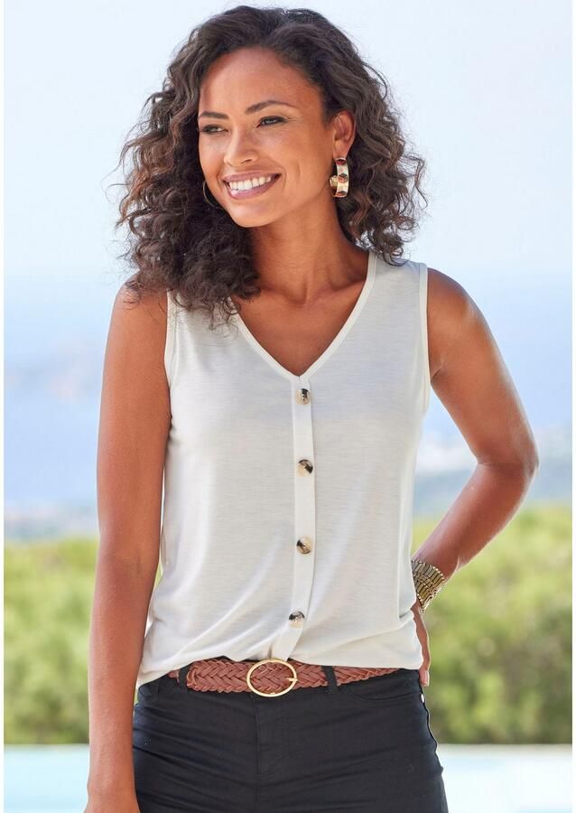 Lascana Shirttop Met sierknoopsluiting in een gemakkelijk te onderhouden kwaliteit (2-delig Set van 2)