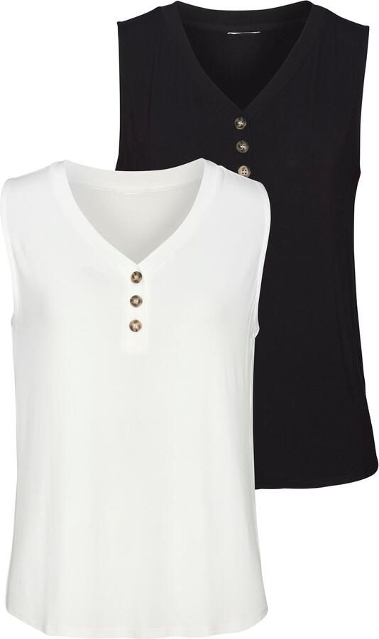 Lascana Shirttop Met sierknoppen in hoornlook (2-delig Set van 2) - Foto 7