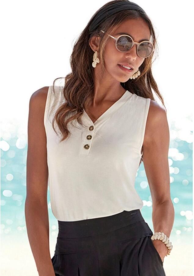 Lascana Shirttop Met sierknoppen in hoornlook (2-delig Set van 2) - Foto 2