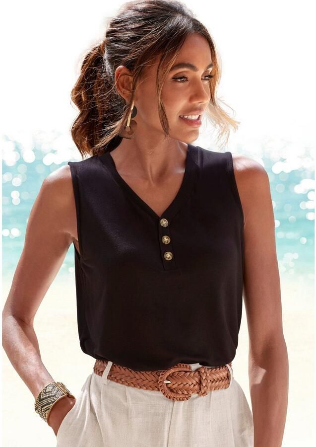 Lascana Shirttop Met sierknoppen in hoornlook (2-delig Set van 2)